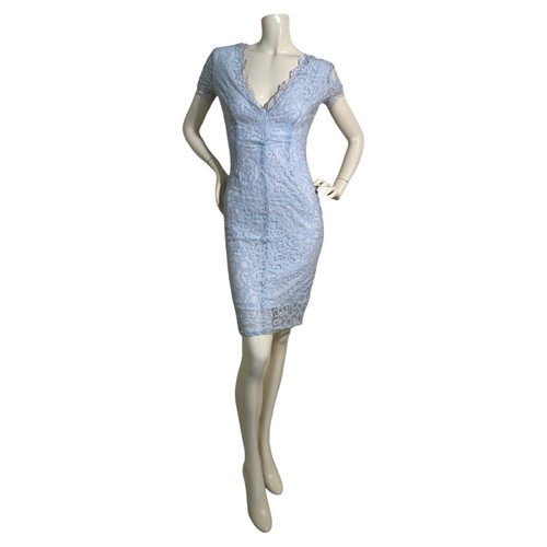 Missguided Powder Blue Lace Overlay V Neck Dress - photo 4