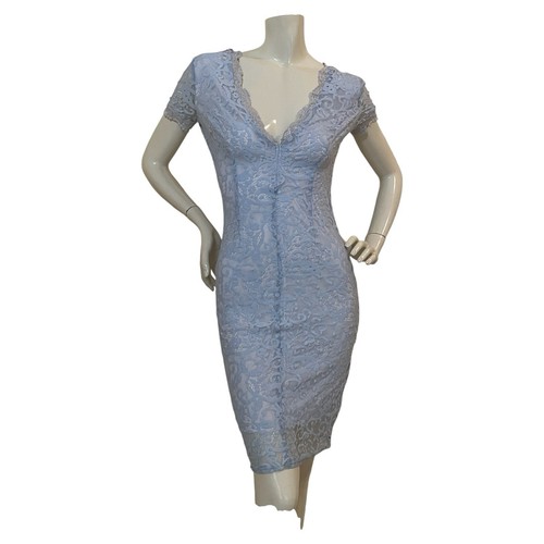 Missguided Powder Blue Lace Overlay V Neck Dress - photo 5
