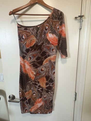 Seduction Peacock Print Dress L