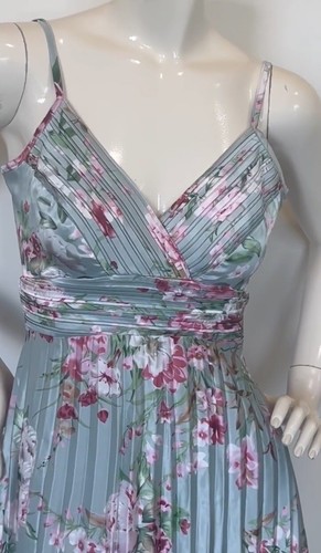 Seventy Six Y2K Era Mint Floral Pink Pleated Dress S - photo 3