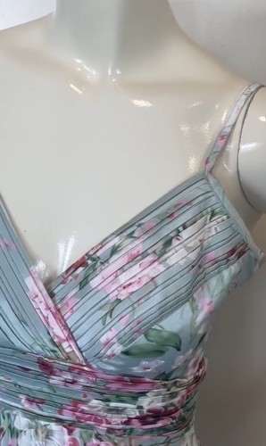 Seventy Six Y2K Era Mint Floral Pink Pleated Dress S - photo 4