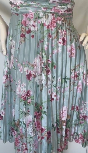 Seventy Six Y2K Era Mint Floral Pink Pleated Dress S - photo 5