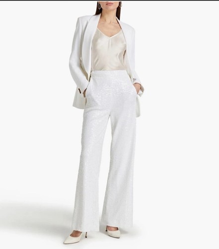NWT Badgley Mischka white sequin Trousers