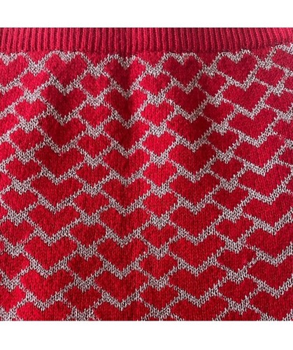 Lili Sidonio Molly Bracken Red Silver Heart Mini Knit Skirt S - photo 2