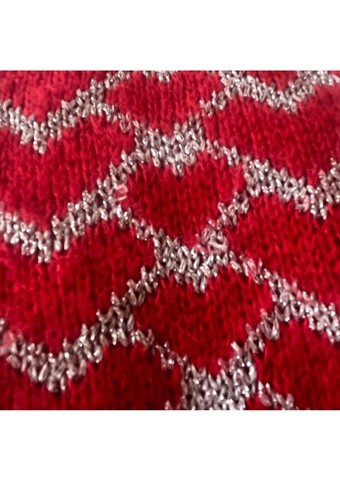 Lili Sidonio Molly Bracken Red Silver Heart Mini Knit Skirt S - photo 4