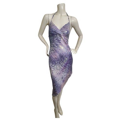 Rare Vintage 90s Lipsy Lilac Iridescent Asymmetrical Dress XS