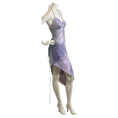 Rare Vintage 90s Lipsy Lilac Iridescent Asymmetrical Dress XS - photo 3