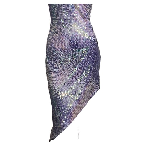 Rare Vintage 90s Lipsy Lilac Iridescent Asymmetrical Dress XS - photo 4