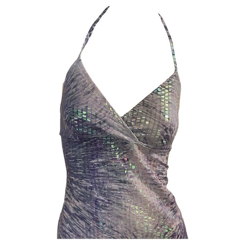 Rare Vintage 90s Lipsy Lilac Iridescent Asymmetrical Dress XS - photo 5