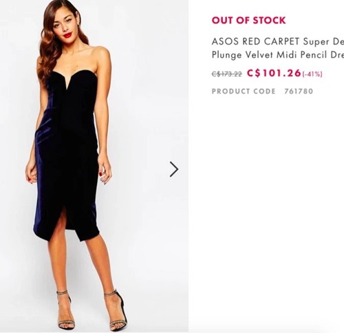 Asos Velvet V Plunge Femme Fatale Holidays Dress $173 UK10 US 6
