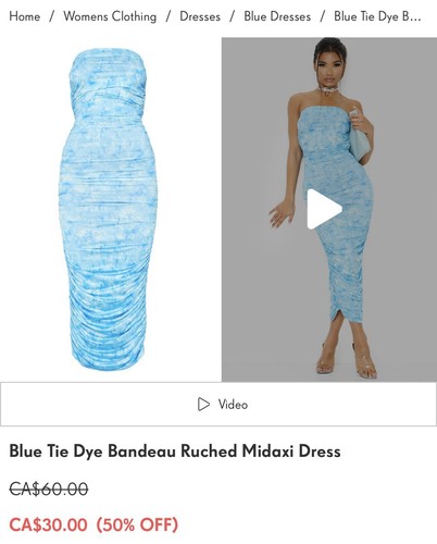 NWT Pretty Little Thing Cyan Blue Tie Dye Ruched Midi Dress US 6 - photo 3