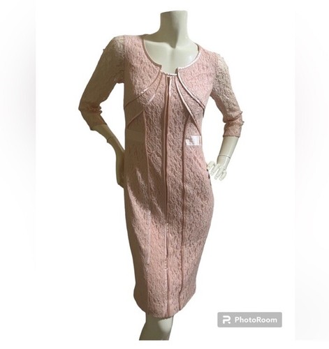 Veni Infantino For Ronald Joyce Light Pink Lace Dress Small