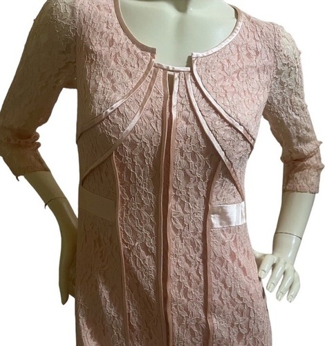 Veni Infantino For Ronald Joyce Light Pink Lace Dress Small - photo 3