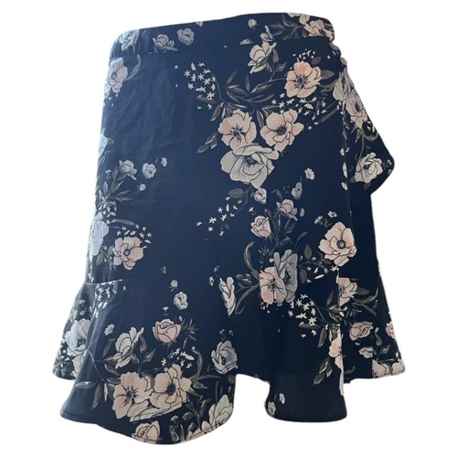 Streetwear Society Black and Light Pink Floral Print Skirt Ruffl