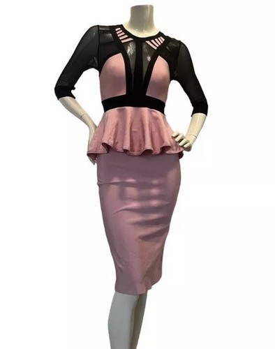 Pink And Black Bandage Mesh Top And Skirt XS 4