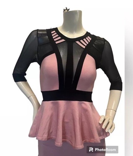 Pink And Black Bandage Mesh Top And Skirt XS 4 - photo 2