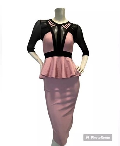 Pink And Black Bandage Mesh Top And Skirt XS 4 - photo 3