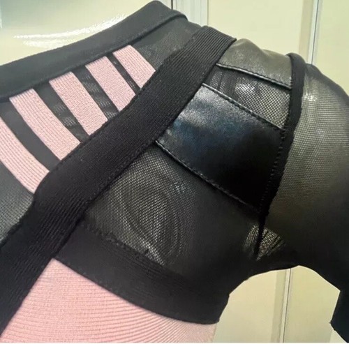 Pink And Black Bandage Mesh Top And Skirt XS 4 - photo 5
