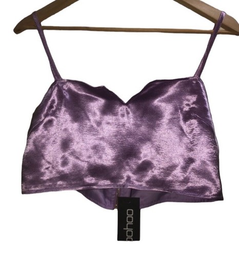NWT Lilac Satin Bralette Crop Top Boohoo US 8 M - photo 4