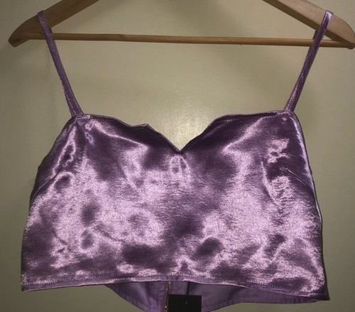 NWT Lilac Satin Bralette Crop Top Boohoo US 8 M - photo 5