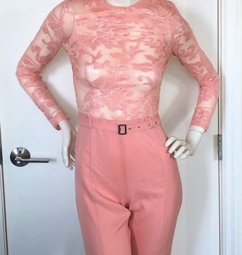 PrettyLittleThing Peachy Salmon Pink Lace Jumpsuit Size 2US - photo 4