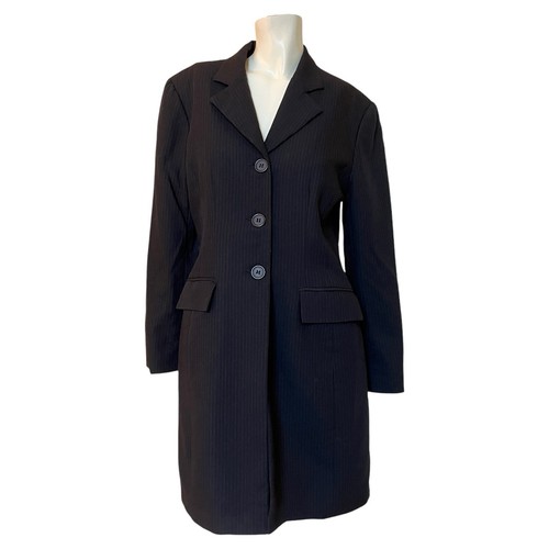 David Bitton Black Y2K Era Pinstripe Long Blazer US 8 - photo 2