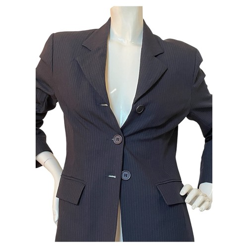 David Bitton Black Y2K Era Pinstripe Long Blazer US 8 - photo 3