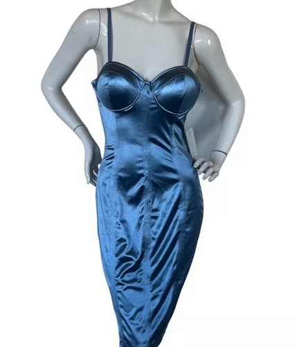 NWT City Lux Ice Blue Satin Bodycon Dress L