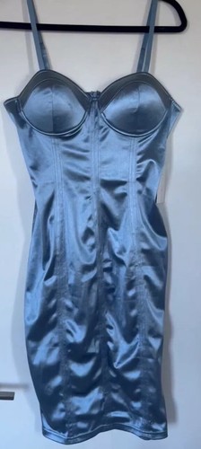 NWT City Lux Ice Blue Satin Bodycon Dress L - photo 2