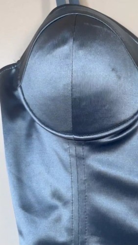 NWT City Lux Ice Blue Satin Bodycon Dress L - photo 3