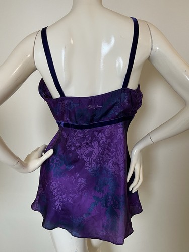 DKNY Jeans Purple Silk Floral Pattern Top With Velvet Straps - photo 2