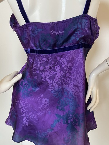 DKNY Jeans Purple Silk Floral Pattern Top With Velvet Straps - photo 3