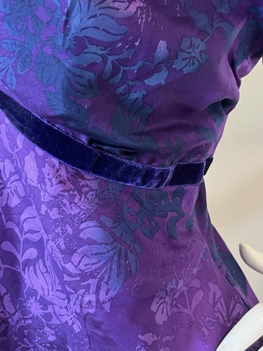 DKNY Jeans Purple Silk Floral Pattern Top With Velvet Straps - photo 5