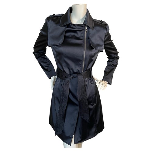 Guess Black Satin Belted Trench Coat Jacket - photo 2