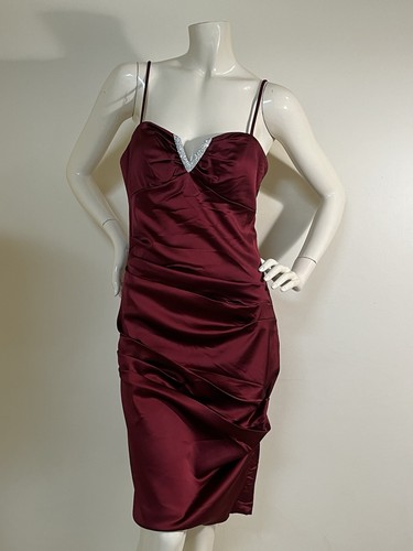 Belissima Satin Burgundy Red Dress With Diamonte Hardware - photo 2