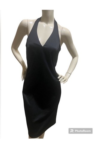 Smooth Black Satin Halter Neck Dress US 6 - photo 2