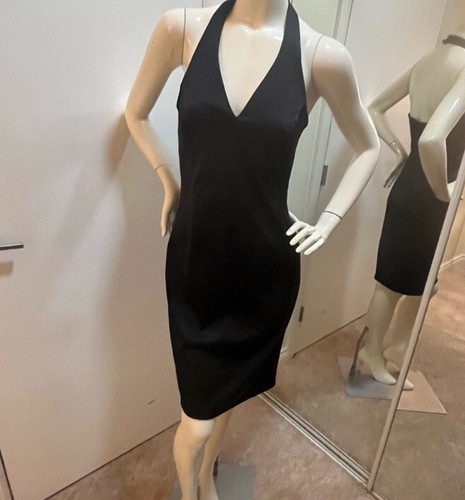 Smooth Black Satin Halter Neck Dress US 6 - photo 5