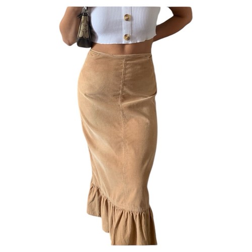 Vintage Ruffle Corduroy Tan Skirt XS-S - photo 2