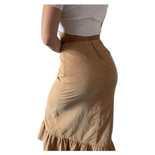 Vintage Ruffle Corduroy Tan Skirt XS-S - photo 3