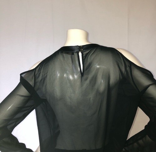 Genese Black Chiffon Lace Embellished Top Size Small 6 - photo 4