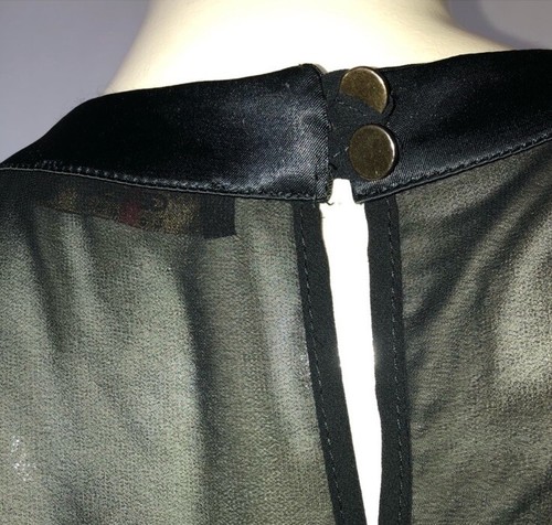 Genese Black Chiffon Lace Embellished Top Size Small 6 - photo 5