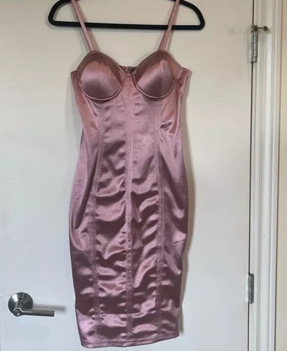 NWT City Lux Pink Satin Bodycon Pencil Dress M - photo 2