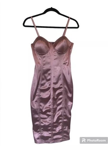 NWT City Lux Pink Satin Bodycon Pencil Dress M - photo 3