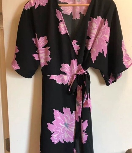 Vero Moda Black And Pink Floral Print Wrap dress - photo 3