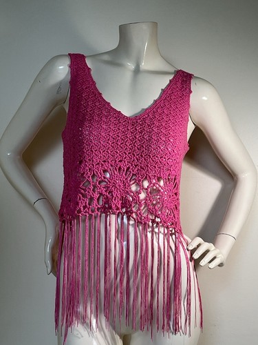 Barbie Pink Crochet Fringe Top S - photo 4