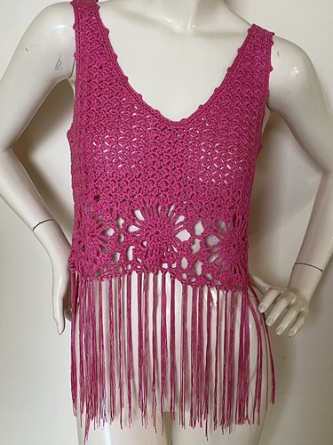 Barbie Pink Crochet Fringe Top S - photo 5