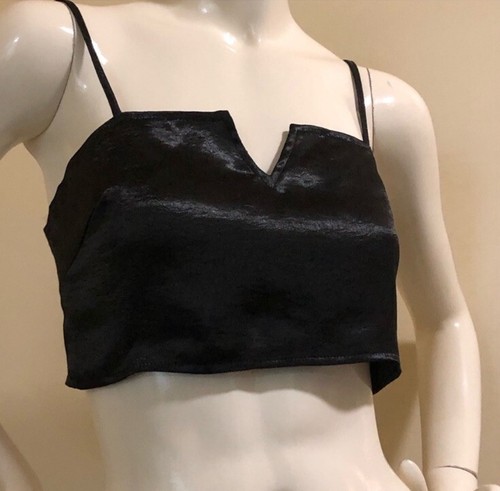 NWT Boohoo Black Satin Bralette Top US 6 S - photo 2