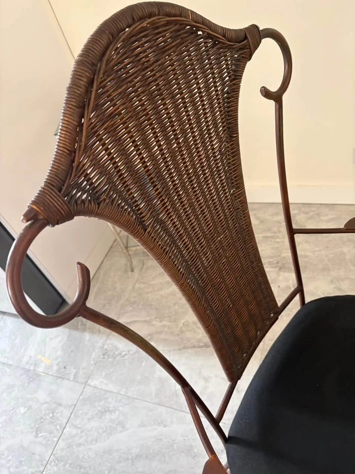 Wrought iron round glass topped table and 2 chairs - photo 4