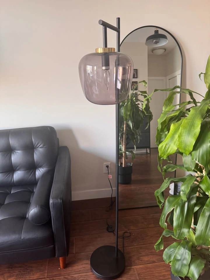 Modern Floor Lamp with Smoked Glass Shade - photo 2