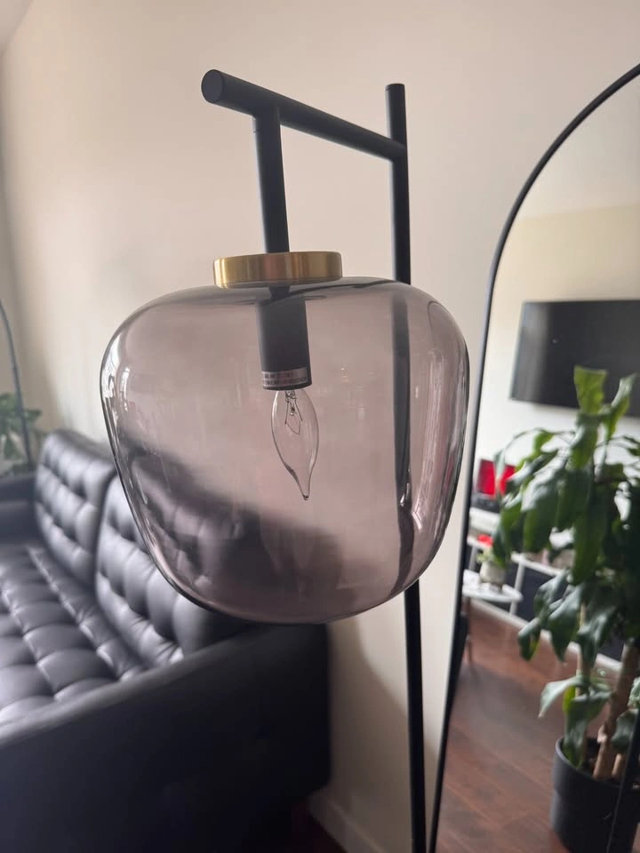 Modern Floor Lamp with Smoked Glass Shade - photo 3